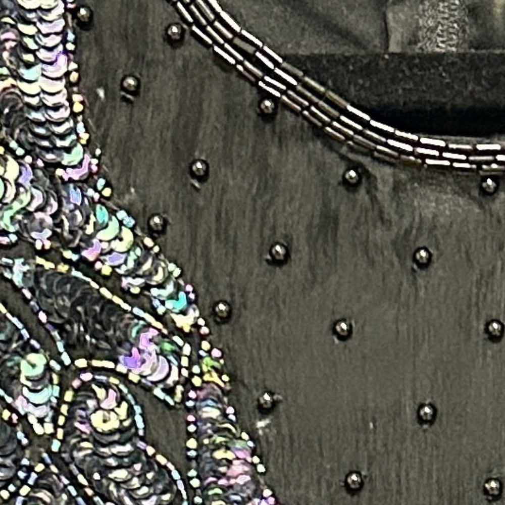 Vtg Melanie Lyne Beaded Dress Women's Large Black/Purple Formal Party READ - Picture 2 of 16